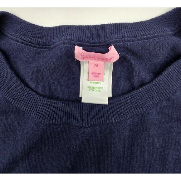 Lilly Pulitzer Womens Navy Sweater With Tassel Trim Accents Size M - Picture 5 of 6